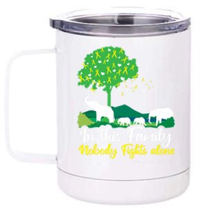 In This Family Nobody Fights Alone Support Fight Gift 12 oz Stainless Steel Tumbler Cup