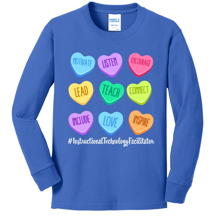 Instructional Technology Facilitator Valentines Day Heart Gift Kids Long Sleeve Shirt