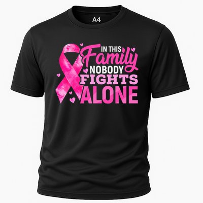 In This Family Nobody Fights Alone Breast Cancer Awareness Cooling Performance Crew T-Shirt