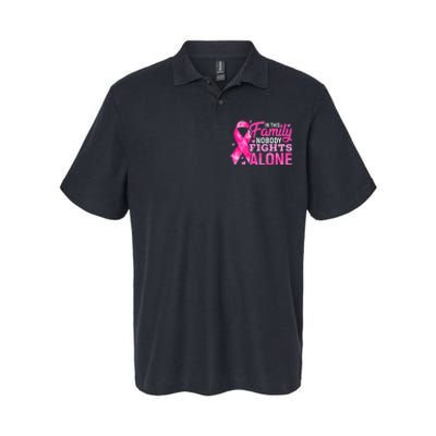 In This Family Nobody Fights Alone Breast Cancer Awareness Softstyle Adult Sport Polo