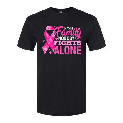 In This Family Nobody Fights Alone Breast Cancer Awareness Softstyle CVC T-Shirt