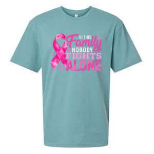 In This Family Nobody Fights Alone Breast Cancer Awareness Sueded Cloud Jersey T-Shirt