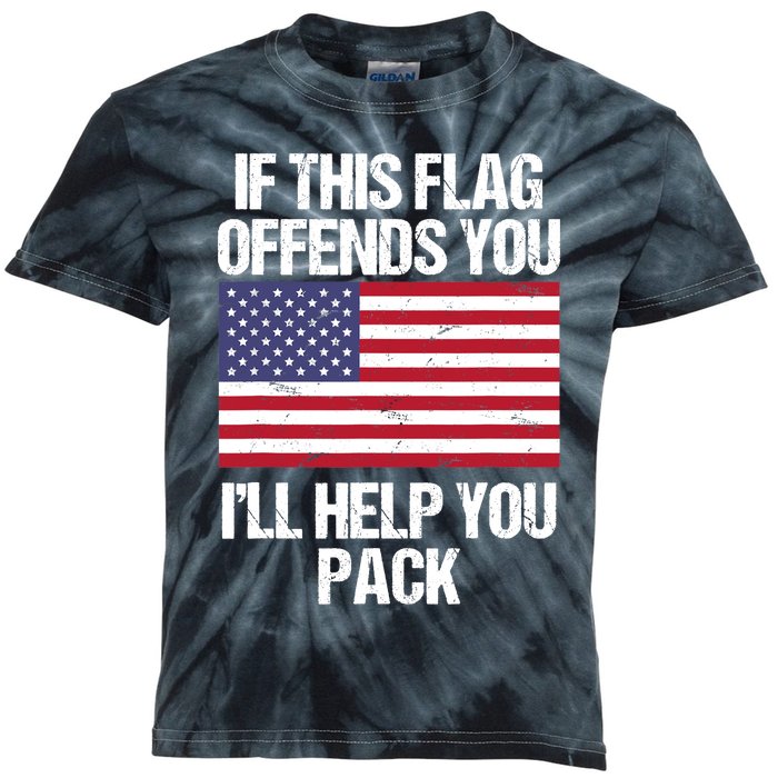 If This Flag Offends You I'll Help You Pack Design Veteran T Kids Tie-Dye T-Shirt