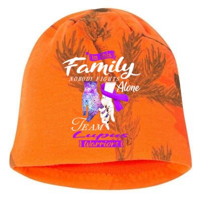 In This Family Nobody Fights Alone Team Lupus Warriors Gift Kati - Camo Knit Beanie