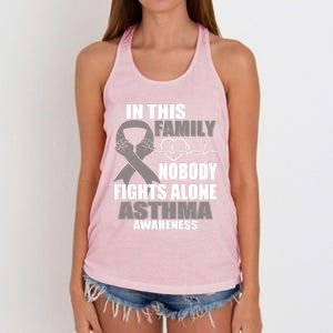 In This Family Nobody Fights Alone Asthma Awarenss Funny Gift Women's Knotted Racerback Tank