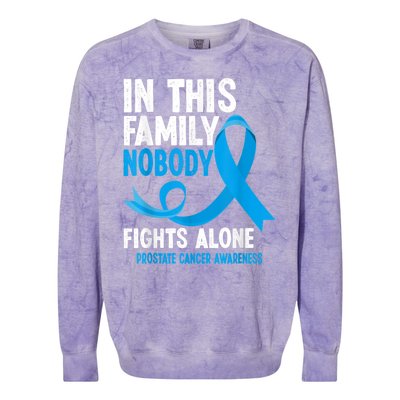 In This Family Nobody Fights Alone Prostate Cancer Awareness Colorblast Crewneck Sweatshirt