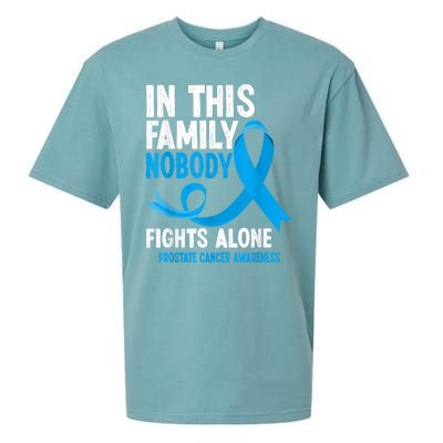 In This Family Nobody Fights Alone Prostate Cancer Awareness Sueded Cloud Jersey T-Shirt