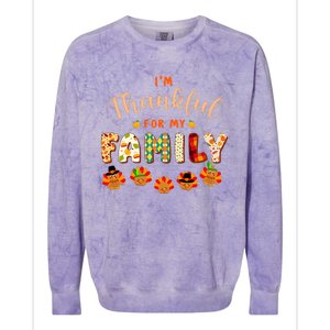 Im Thankful for My Family Thanksgiving Day Turkey Thankful Colorblast Crewneck Sweatshirt