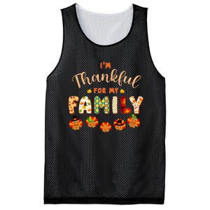 Im Thankful for My Family Thanksgiving Day Turkey Thankful Mesh Reversible Basketball Jersey Tank