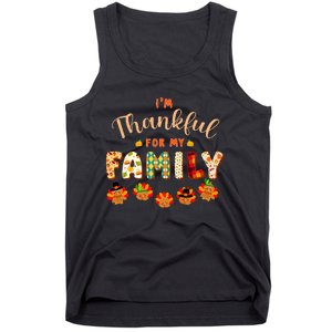 Im Thankful for My Family Thanksgiving Day Turkey Thankful Tank Top