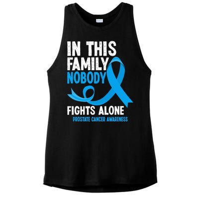 In This Family Nobody Fights Alone Prostate Cancer Awareness Ladies PosiCharge Tri-Blend Wicking Tank