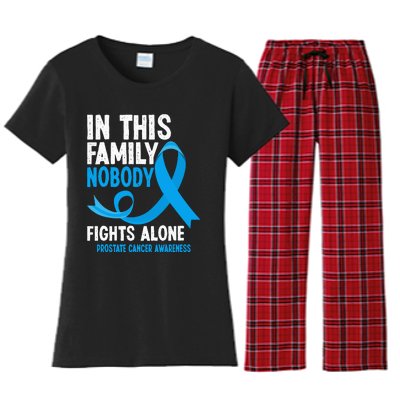 In This Family Nobody Fights Alone Prostate Cancer Awareness Women's Flannel Pajama Set