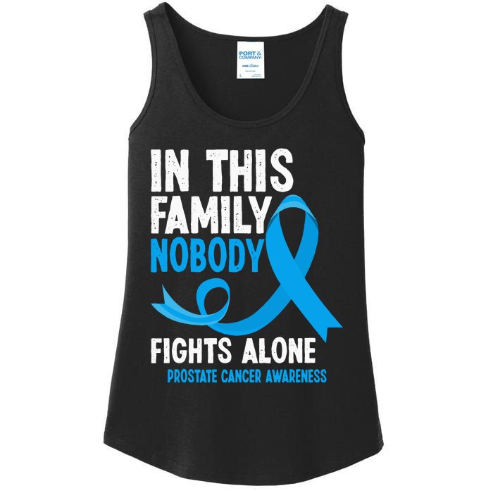 In This Family Nobody Fights Alone Prostate Cancer Awareness Ladies Essential Tank