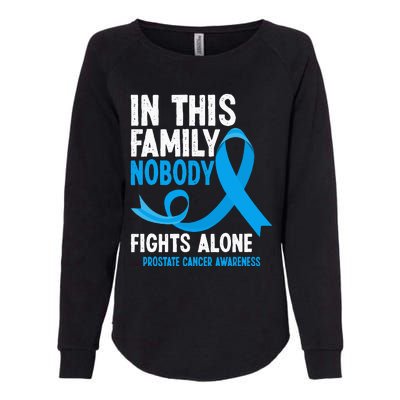 In This Family Nobody Fights Alone Prostate Cancer Awareness Womens California Wash Sweatshirt