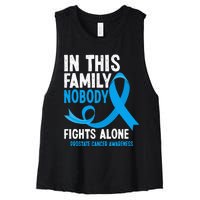 In This Family Nobody Fights Alone Prostate Cancer Awareness Women's Racerback Cropped Tank