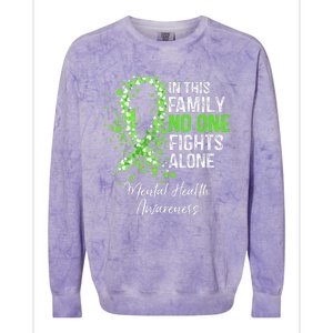 In This Family No One Fights Alone Mental Health Awareness Colorblast Crewneck Sweatshirt