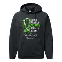 In This Family No One Fights Alone Mental Health Awareness Performance Fleece Hoodie