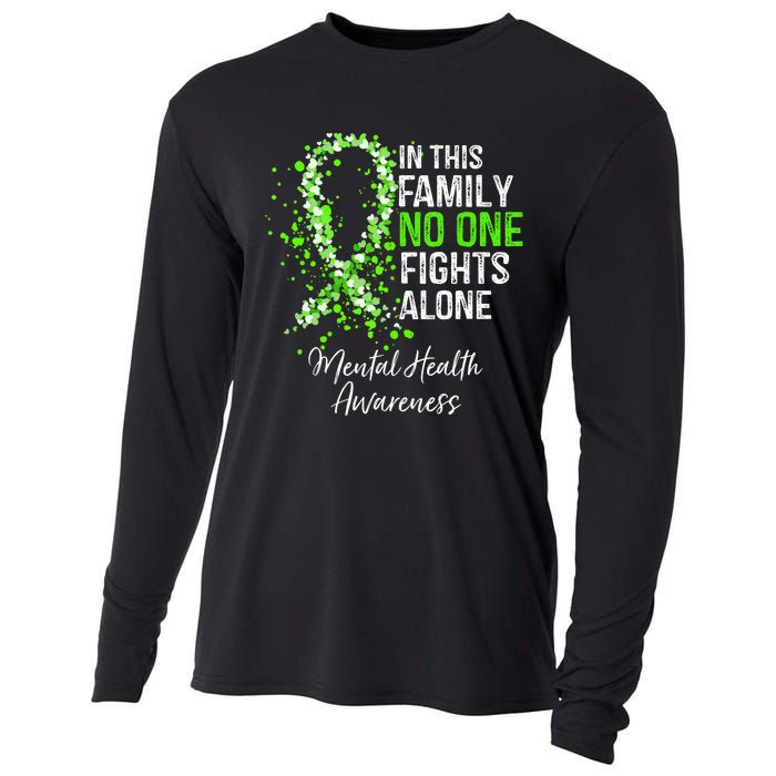 In This Family No One Fights Alone Mental Health Awareness Cooling Performance Long Sleeve Crew