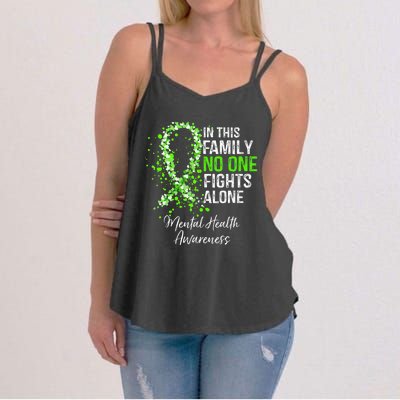 In This Family No One Fights Alone Mental Health Awareness Women's Strappy Tank