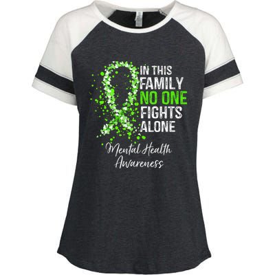 In This Family No One Fights Alone Mental Health Awareness Enza Ladies Jersey Colorblock Tee