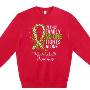 In This Family No One Fights Alone Mental Health Awareness Premium Crewneck Sweatshirt