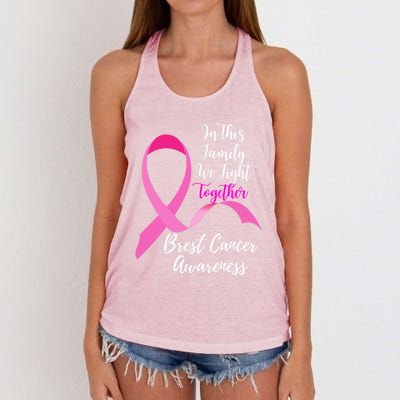 In This Family We Fight Together Breast Cancer Awareness Great Gift Women's Knotted Racerback Tank