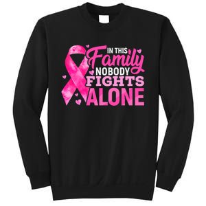 In This Family Nobody Fights Alone Breast Cancer Awareness Sweatshirt