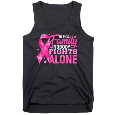 In This Family Nobody Fights Alone Breast Cancer Awareness Tank Top