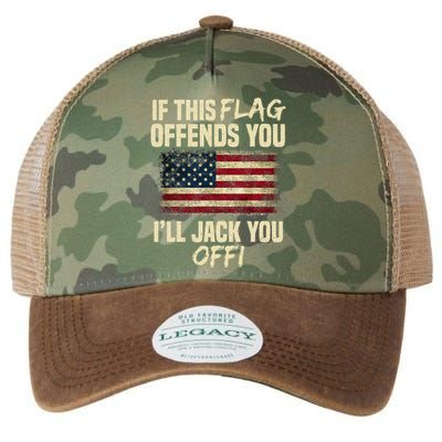 If This Flag Offends You I'll Jack You Off American Flag  Legacy Tie Dye Trucker Hat