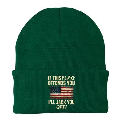 If This Flag Offends You I'll Jack You Off American Flag  Knit Cap Winter Beanie