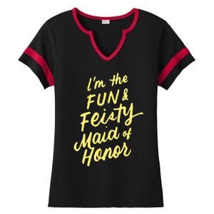 I'm The Fun And Feisty Maid Of Honor Bachelorette Party Moh Funny Gift Ladies Halftime Notch Neck Tee