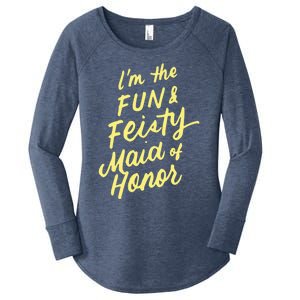 I'm The Fun And Feisty Maid Of Honor Bachelorette Party Moh Funny Gift Women's Perfect Tri Tunic Long Sleeve Shirt