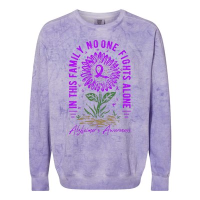 In This Family No One Fight Alone Alzheimer’s Awareness Colorblast Crewneck Sweatshirt