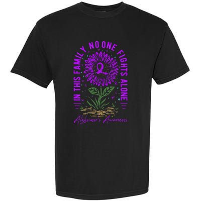 In This Family No One Fight Alone Alzheimer’s Awareness Garment-Dyed Heavyweight T-Shirt