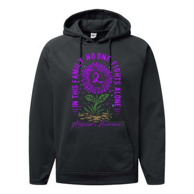 In This Family No One Fight Alone Alzheimer’s Awareness Performance Fleece Hoodie