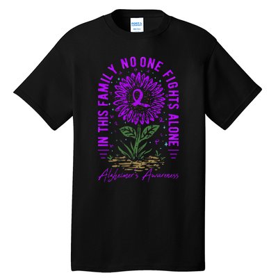 In This Family No One Fight Alone Alzheimer’s Awareness Tall T-Shirt