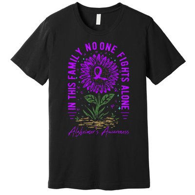 In This Family No One Fight Alone Alzheimer’s Awareness Premium T-Shirt