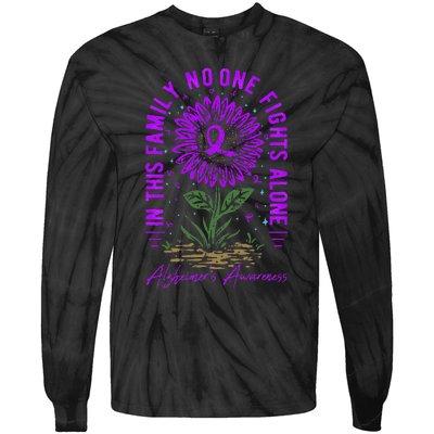 In This Family No One Fight Alone Alzheimer’s Awareness Tie-Dye Long Sleeve Shirt