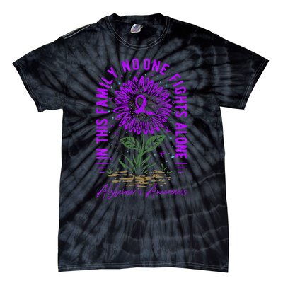 In This Family No One Fight Alone Alzheimer’s Awareness Tie-Dye T-Shirt