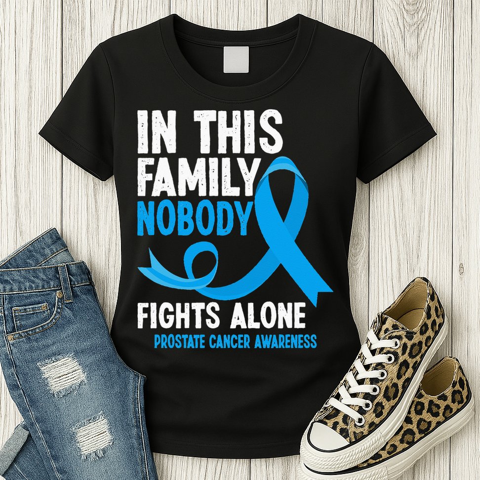 In This Family Nobody Fights Alone Prostate Cancer Awareness Womens T-Shirt