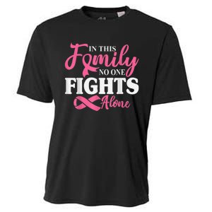 In This Family No One Fight Alone Breast Cancer Pink Ribbon Cooling Performance Crew T-Shirt