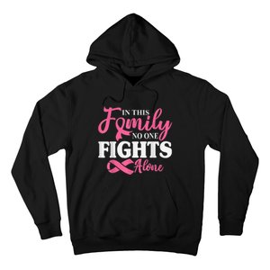 In This Family No One Fight Alone Breast Cancer Pink Ribbon Hoodie