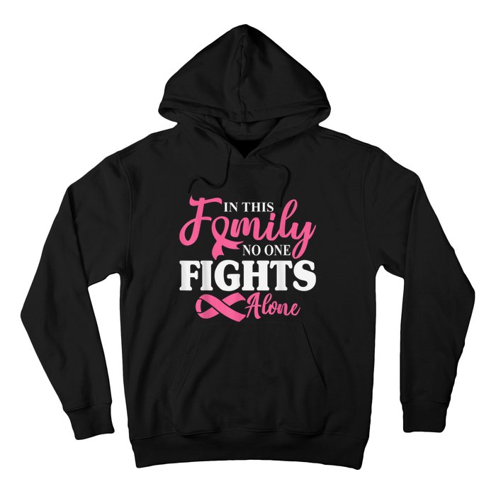 In This Family No One Fight Alone Breast Cancer Pink Ribbon Hoodie