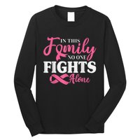 In This Family No One Fight Alone Breast Cancer Pink Ribbon Long Sleeve Shirt