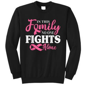 In This Family No One Fight Alone Breast Cancer Pink Ribbon Sweatshirt