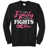 In This Family No One Fight Alone Breast Cancer Pink Ribbon Sweatshirt