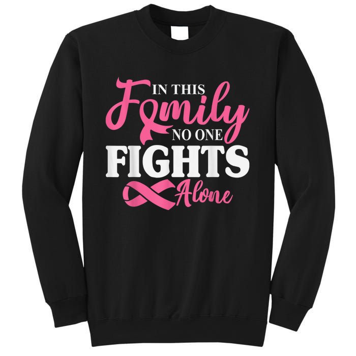 In This Family No One Fight Alone Breast Cancer Pink Ribbon Sweatshirt