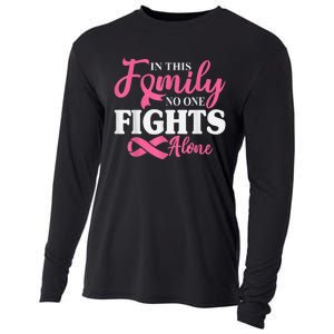 In This Family No One Fight Alone Breast Cancer Pink Ribbon Cooling Performance Long Sleeve Crew