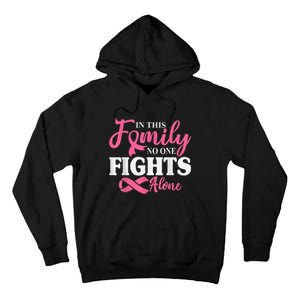 In This Family No One Fight Alone Breast Cancer Pink Ribbon Tall Hoodie