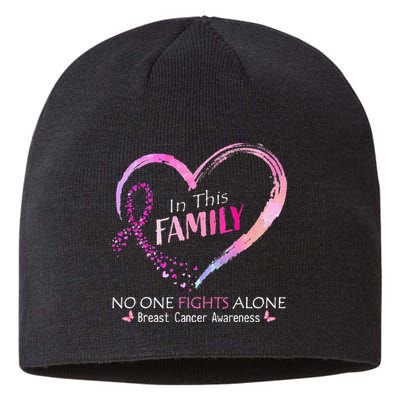 in this family no one fight alone breast cancer awareness Sustainable Beanie